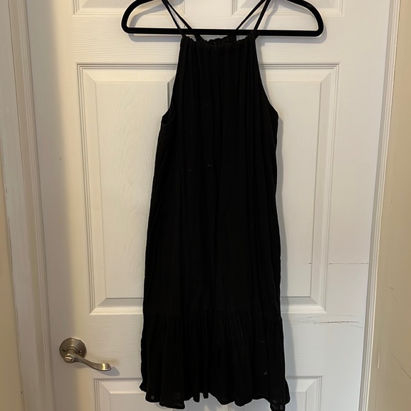 old navy black halter dress The Occasion by Old Navy Fit and Flare Satin Halter Midi Dress Black Jack |  Delivery Near Me
